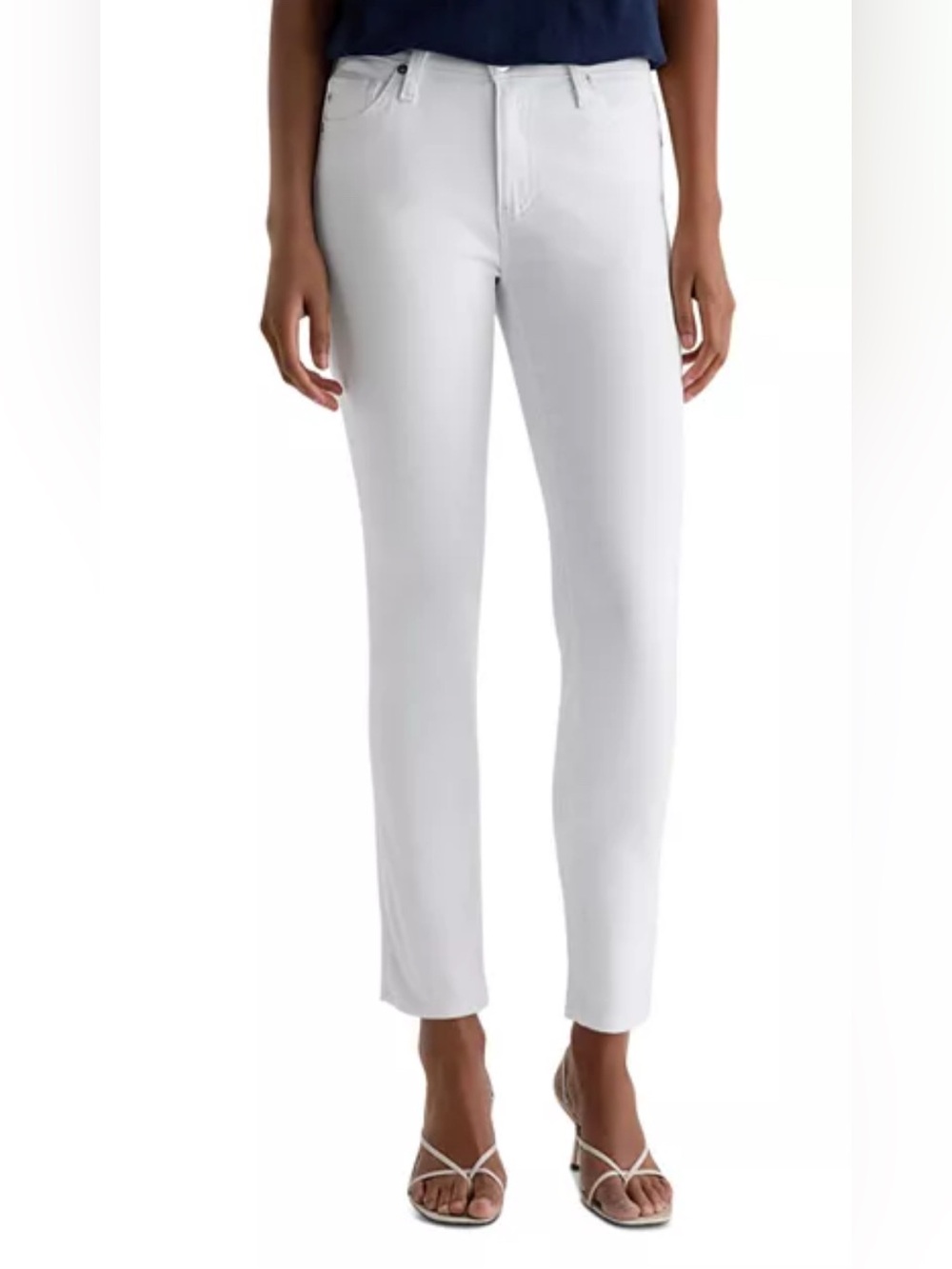 Ag Adriano Goldschmied White Prima Mid-Rise Ankle Cigarette Jeans